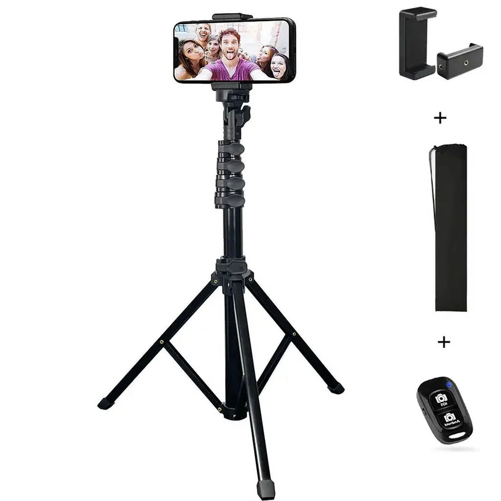 Innotech 62" Phone Tripod & Selfie Stick with Bluetooth Remote – Adjustable, 360° Rotating Stand for iPhone, Android, Cameras & GoPro.
