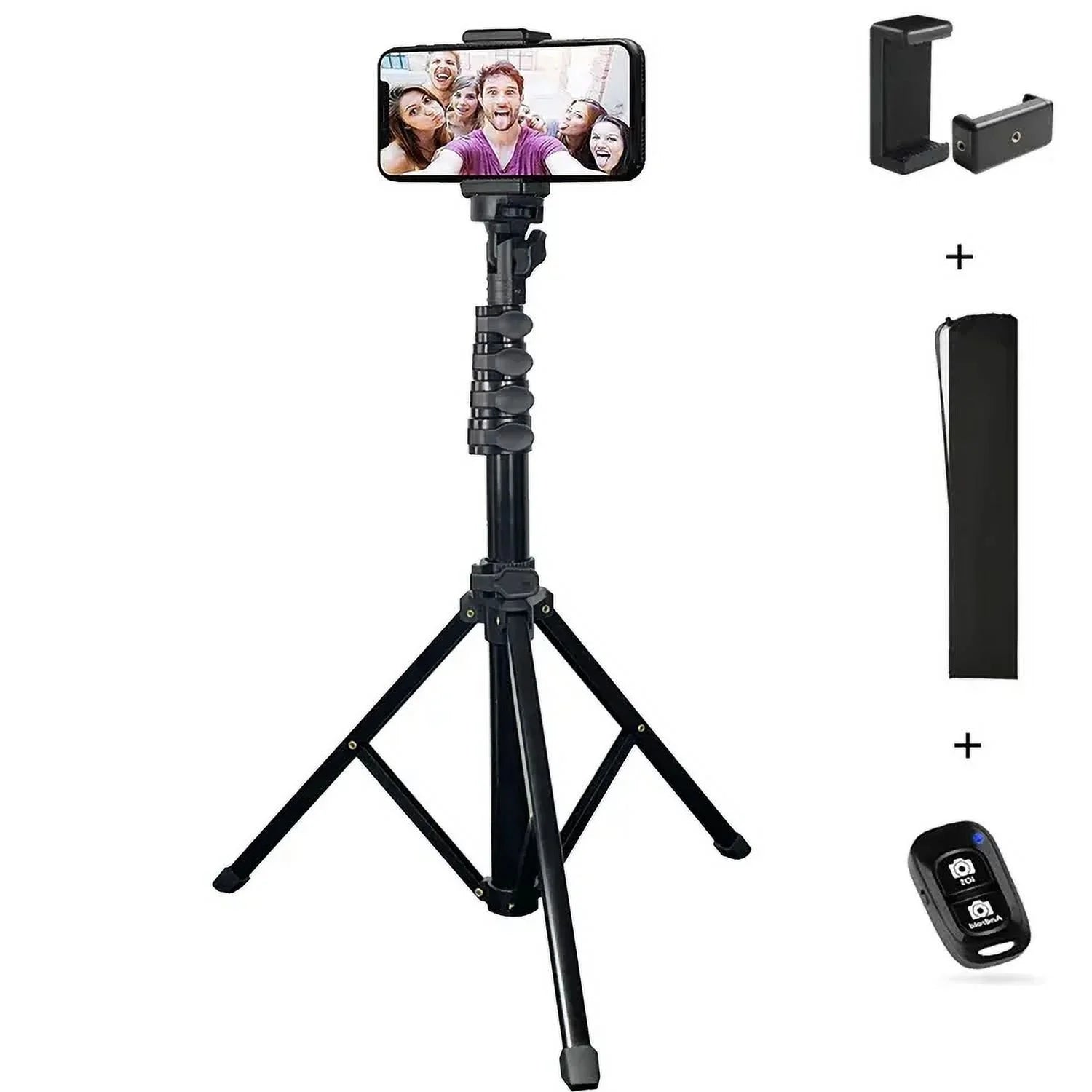 Innotech 62" Phone Tripod & Selfie Stick with Bluetooth Remote – Adjustable, 360° Rotating Stand for iPhone, Android, Cameras & GoPro.