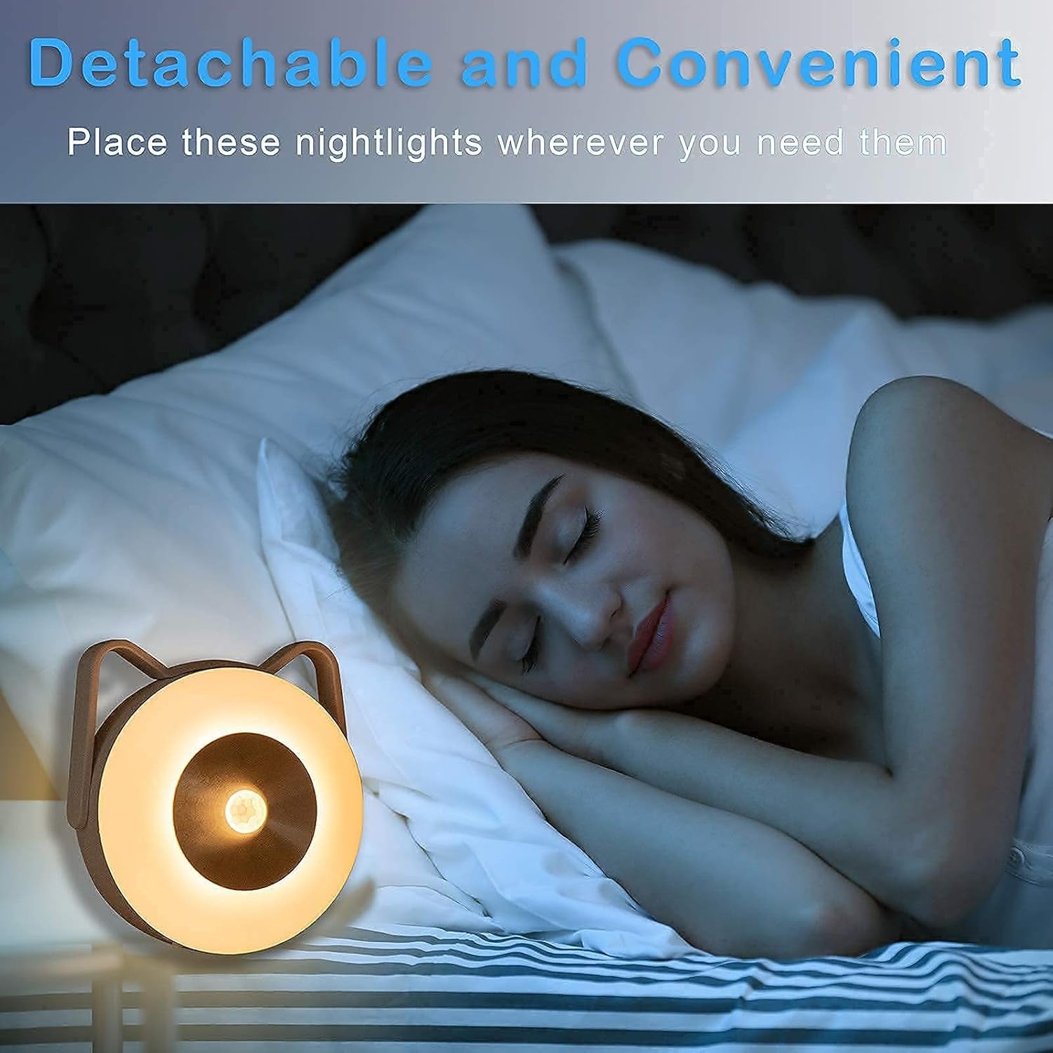 Rechargeable Motion Sensor Stick-On Anywhere Night Light Indoor,Led Motion Sensor Closet Lights (2 Pack),Battery Operated Night-Lights for Stairs Bedroom Bathroom Kitchen Hallway