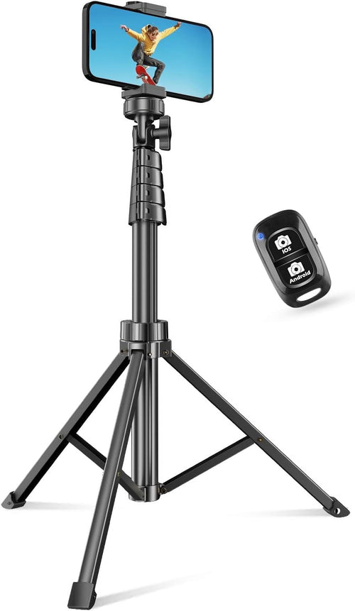 Innotech 62" Phone Tripod & Selfie Stick with Bluetooth Remote – Adjustable, 360° Rotating Stand for iPhone, Android, Cameras & GoPro.